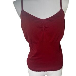 Red Cami Top Adjustable‎ Straps Scalloped Trim Sleeveless Casual Tank